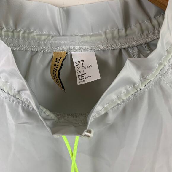 H&M Grey Neon Green Blouse Stand-Up Collar Pullover Windbreaker Drawstring 8 M - Picture 6 of 7